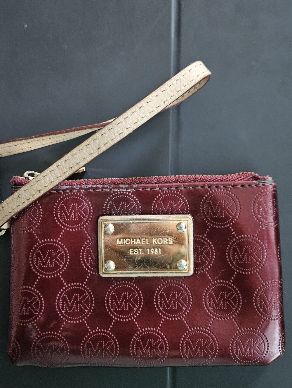Michael Kors Burgundy Wristlet Pouch, GC, Clean Inside, 5.5x4
